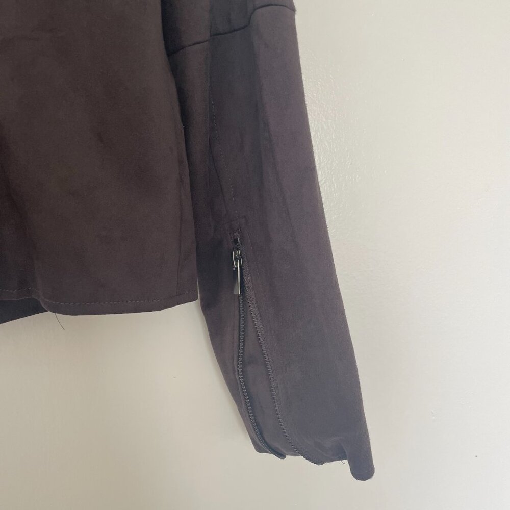 Kut from the Kloth faux suede moto jacket in dark grey / walnut - Picture 10 of 10